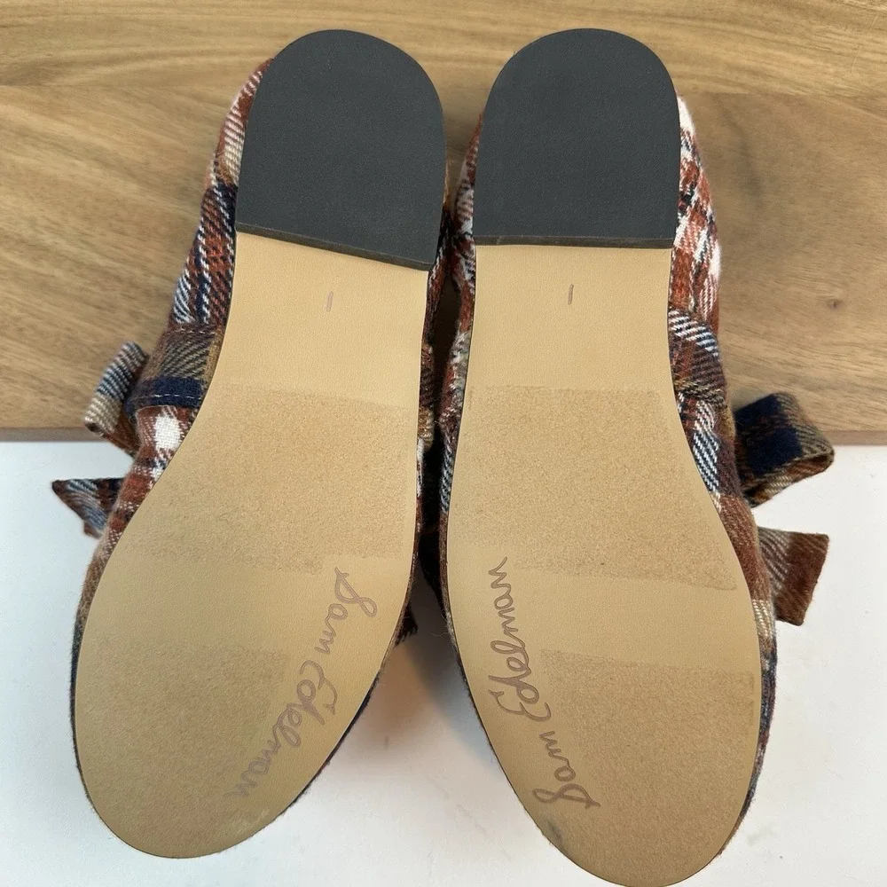 New Big Kids Sam Edelman Felicity Rust‎ Plaid Ballet Flats Shoes Size 1 Y